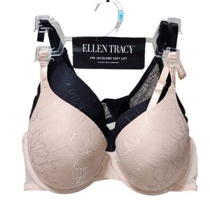 Ellen Tracy 2-pack Jacquard Sof Lift Underwire Bra With Adjustable Straps 38C